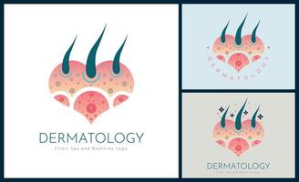 dermatologie huid zorg kliniek en geneeskunde liefde hart logo sjabloon ontwerp voor merk of bedrijf en andere vector