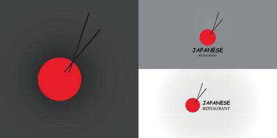 eetstokje swoosh kom oosters Japan keuken, Japans sushi zeevruchten logo gepresenteerd met meerdere zwart achtergrond kleuren. de logo is geschikt voor Japans restaurant en voedsel logo ontwerp inspiratie vector