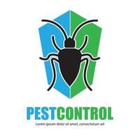 plaag controle logo ontwerp met schild vector