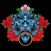 vector illustratie van Japans voogd hond komainu