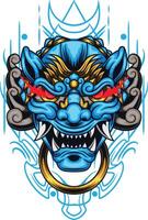 vector illustratie van Japans voogd hond komainu