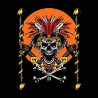 vector illustratie van aztec schedel