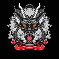 vector illustratie van Japans draak hoofd