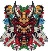 vector illustratie van Japans draak hoofd