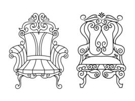 modern meubilair fauteuil huis, doorlopend lijn tekening uitvoerend kantoor stoel concept, sofa stoel vector illustratie