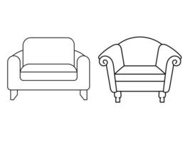 modern meubilair fauteuil huis, doorlopend lijn tekening uitvoerend kantoor stoel concept, sofa stoel vector illustratie