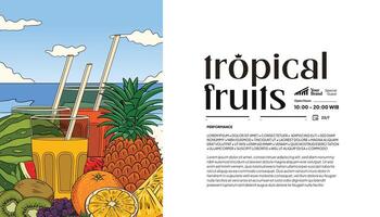 toerisme of Gezondheid evenement poster idee met tropisch fruit illustratie vector