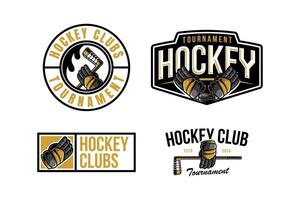 hockey logo etiket en embleem reeks collecties met handschoen en kam stok vector voor hockey team