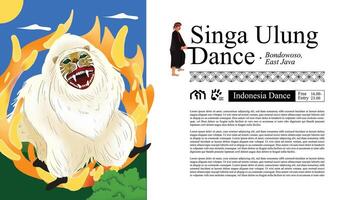 singa lang dans gebonden Indonesië cultuur cel schaduwrijk hand- getrokken illustratie vector