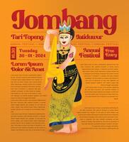 sociaal media post sjabloon idee met Indonesië danser illustratie cel schaduwrijk stijl vector