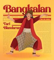 flauw dans bangkalan Indonesië cultuur cel schaduwrijk hand- getrokken illustratie vector