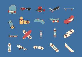 hand- getrokken skateboard illustratie reeks vector