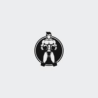 ai gegenereerd gespierd bokser logo met boksen ring achtergrond - boksen embleem, logo ontwerp, illustratie Aan wit achtergrond vector