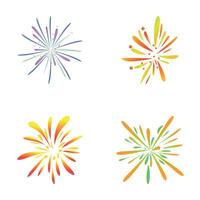 vuurwerk pictogrammen reeks tekenfilm vector. feestelijk kleurrijk groet vector