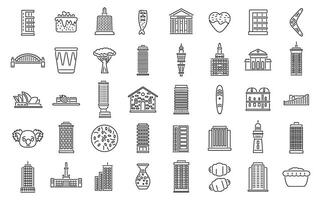 Sydney pictogrammen reeks schets vector. Australië stad vector