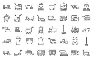 veger pictogrammen reeks schets vector. straat vrachtauto machine vector