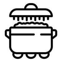 gekookt rijst- pot icoon schets vector. voedsel markt schotel vector