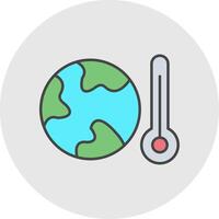 globaal opwarming lijn gevulde licht cirkel icoon vector