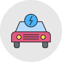 elektrisch auto lijn gevulde licht cirkel icoon vector