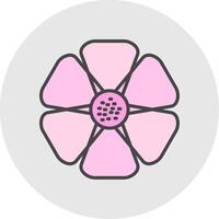 hibiscus lijn gevulde licht cirkel icoon vector