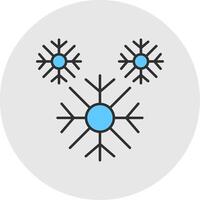 sneeuwvlok lijn gevulde licht cirkel icoon vector