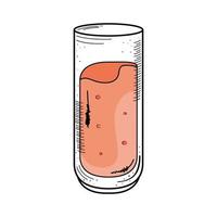 oranje drankje in glas tekening icoon vector