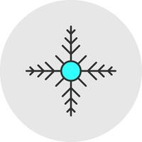 sneeuwvlok lijn gevulde licht cirkel icoon vector