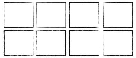 grunge plein en rechthoek kozijnen. inkt leeg zwart dozen set. rechthoek borders collecties. rubber plein postzegel afdruk. vector illustratie geïsoleerd Aan wit achtergrond.
