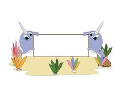 schattige narwal dier cartoon illustratie vector