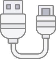 USB lijn gevulde licht icoon vector