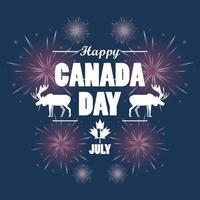 eerste juli canada day viering poster met rendieren vector