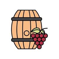 druiven vers fruit met wijnvat vector