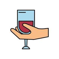 hand menselijke lifiting wijn beker drinken vector