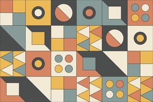 een kleurrijk en abstract meetkundig patroon met een naadloos ontwerp, met een retro-geïnspireerd mozaïek- van vormen en tegels in een vector formaat, perfect voor modern elegant decor