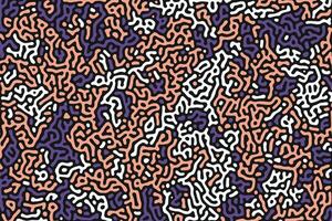 een levendig abstract patroon met met elkaar verweven biologisch lijnen vormen een doolhofachtig ontwerp, met een speels mengen van kleuren voor een retro-geïnspireerd vector achtergrond