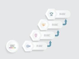 horizontaal stappen tijdlijn infographic element verslag doen van achtergrond met bedrijf lijn icoon 4 stappen vector