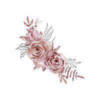 bloemen boeket met waterverf rozen, elegant bloemen vector