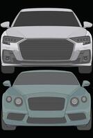 reeks van voorkant visie vector illustratie van geïsoleerd hoogtepunt kleur auto Aan zwart achtergrond, voertuig in een vlak tekenfilm stijl.