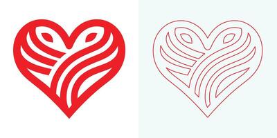 liefde hart symbool pictogrammen . liefde illustratie reeks met solide en schets vector harten