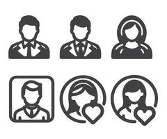 avatar profiel icoon reeks inclusief mannetje en vrouw .avatar pictogrammen. graniet serie. gemakkelijk glyph stijl pictogrammen set. vector