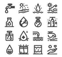 bewerkbare vector pak van water pictogrammen. water druppels icoon set. bewerkbare vector pak van water lijn pictogrammen. een laten vallen van water. glas, vergrootglas, het wassen handen, douche. vector illustratie