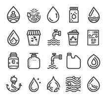 bewerkbare vector pak van water pictogrammen. water druppels icoon set. bewerkbare vector pak van water lijn pictogrammen. een laten vallen van water. glas, vergrootglas, het wassen handen, douche. vector illustratie