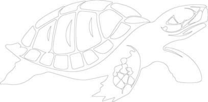geschilderd schildpad schets silhouet vector