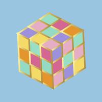 De kubus van Rubik in de vector van regenboogkleuren