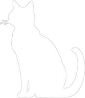 Europese kort haar kat schets silhouet vector