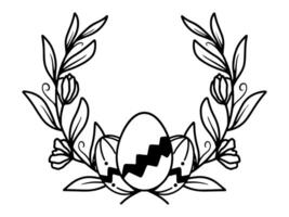 hand- trek Pasen eieren met bloem vector