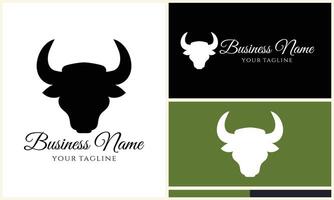 silhouet buffel stier bizon logo vector