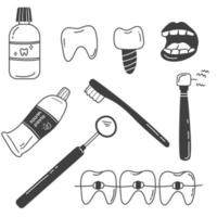 tandheelkundige doodle set vector