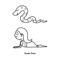 yoga kinderen slang houding. vector tekenfilm illustratie