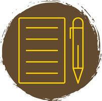 pen en papier lijn cirkel geel icoon vector